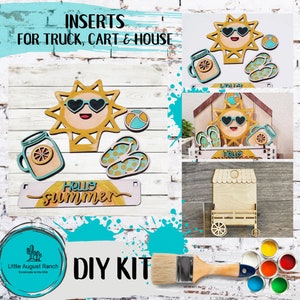 Hello Summer Market Insert  DIY -Inserts for Interchangeable Inserts - Tiered Tray Decor -  Freestanding Shelf Decor - Paint it Yourself Kit