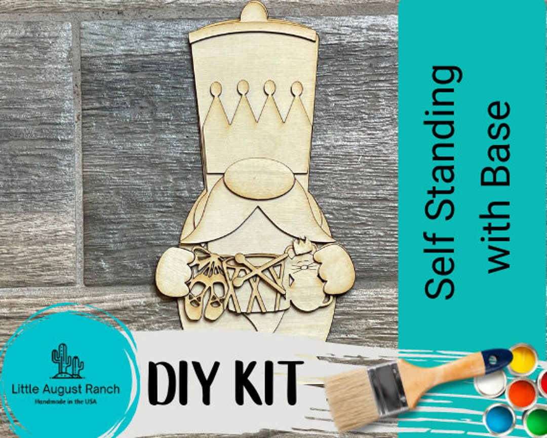 Nutcracker Gnome DIY Standing Gnome on Base Christmas DIY Paint Kit DIY