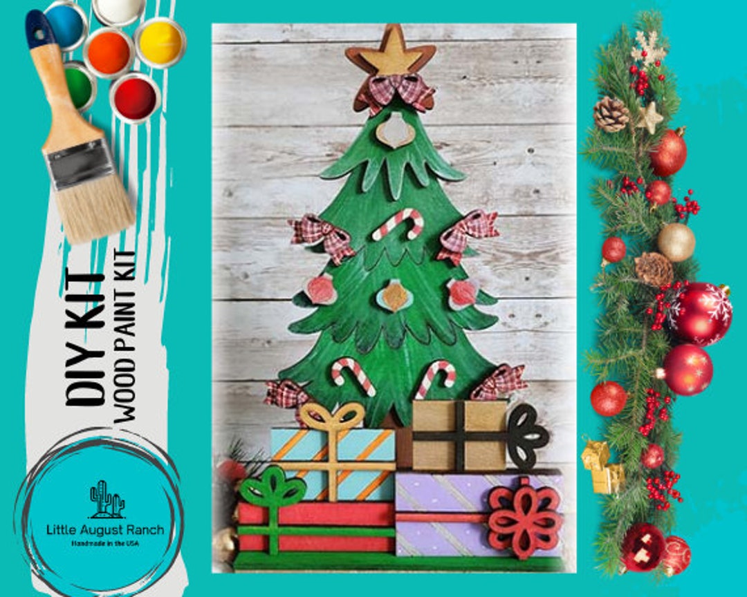 Christmas Tree and Presents DIY - Christmas DIY Paint Kit Shelf Decor ...