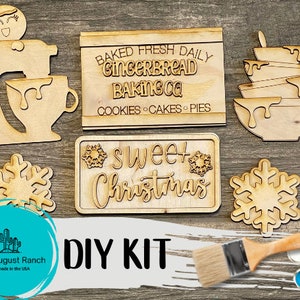 DIY Gingerbread Baking Tiered Tray - Christmas Baking Tier Tray Bundle - Tiered Tray Decor Bundle DIY - Mixer Bowls Kitchen Set