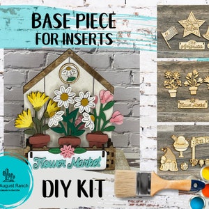 Standing House DIY - Base for Interchangeable Inserts - Tiered Tray Decor -  Freestanding Shelf Decor - Paint it Yourself Kit