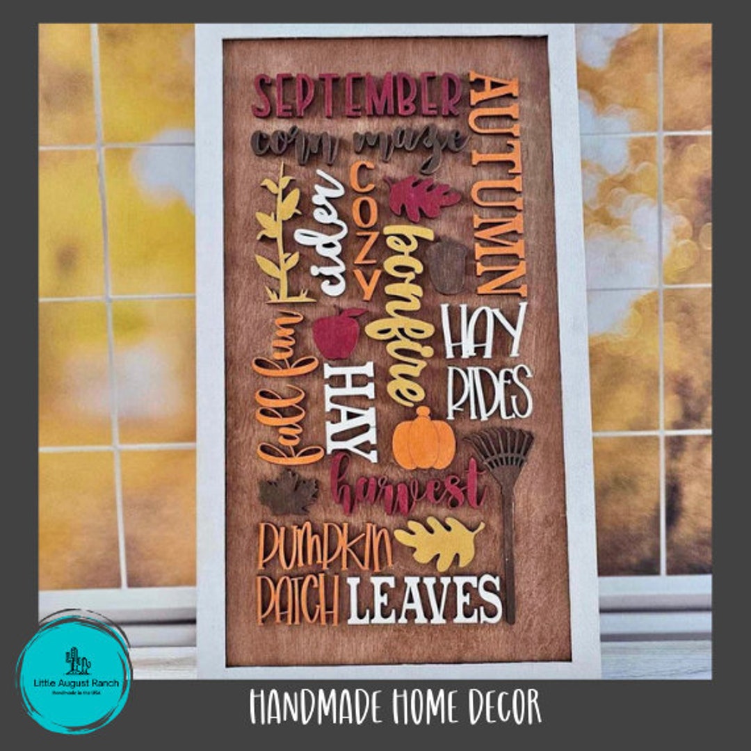 Fall Word Collage - Hand Painted Wood Decor for Fall - Etsy