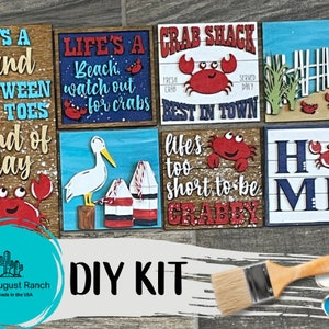 Beach DIY Leaning Ladder Insert Kit  - Interchangeable Tiered Tray Ladder Decor - Crab Paint Kit