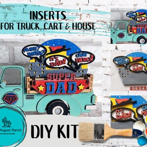 Father's Day Insert DIY - Super Dad comic - Inserts for Interchangeable Inserts -  Freestanding Shelf Decor - Paint it Yourself Kit