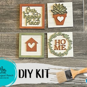 Tiered Tray Home DIY - Leaning Ladder Insert Kit - Interchangeable Everyday Decor - Handmade Wood Decor Kit - Our Happy