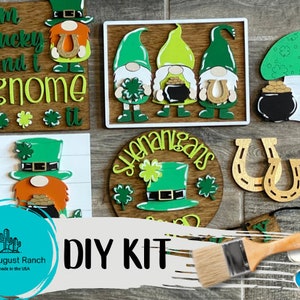 DIY St Patrick's Day Gnome Tiered Tray - Leprechaun Tier Tray Bundle - Tiered Tray Decor Bundle DIY - Shenanigans Shelf Decor