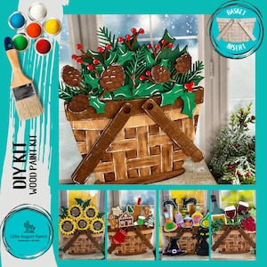 DIY Christmas Greens Basket Insert for Interchangeable Basket Decor - Wood Blank for Painting - Inserts for Basket