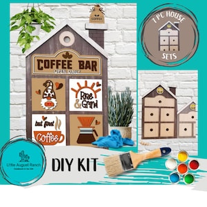 Coffee Inserts for House Frames Interchangeable 7 Piece Wood Squares - DIY Wood Blank Paint Kit