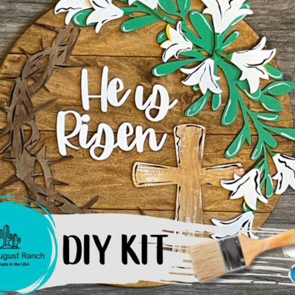 He is Risen Door Hanger DIY Kit - Easter Paint Kit Wall Hanging - Christian Wood Blank Easter Decor