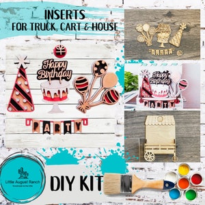 Birthday Insert  DIY -Inserts for Interchangeable Inserts - Tiered Tray Decor -  Freestanding Shelf Decor - Paint it Yourself Kit