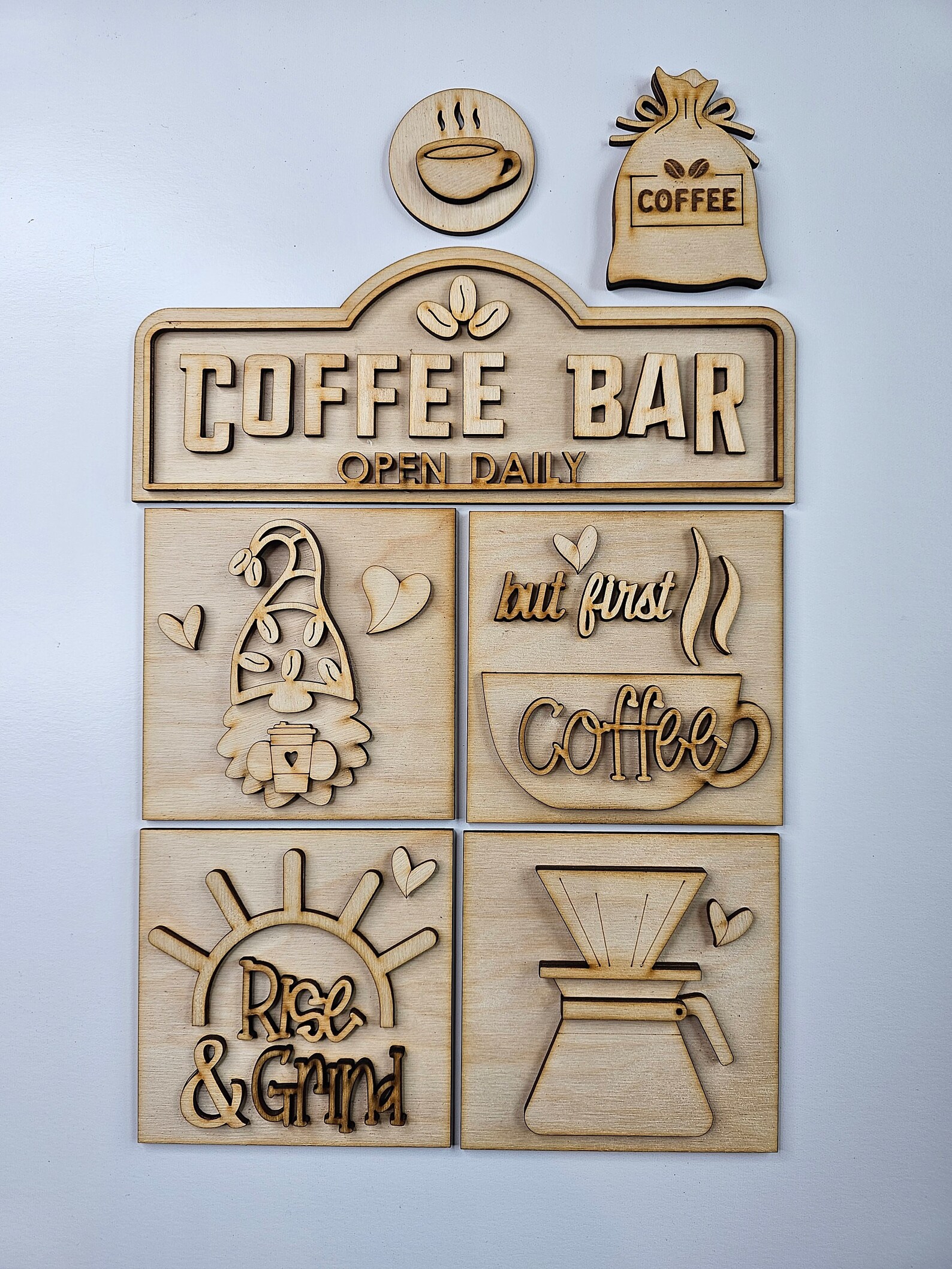 Coffee Inserts for House Frames Interchangeable 7 Piece Wood Squares ...