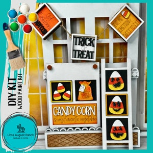 Candy Corn Tiny Tile Set  for Interchangeable Frame Wood Decor - DIY Wood Blanks for Painting