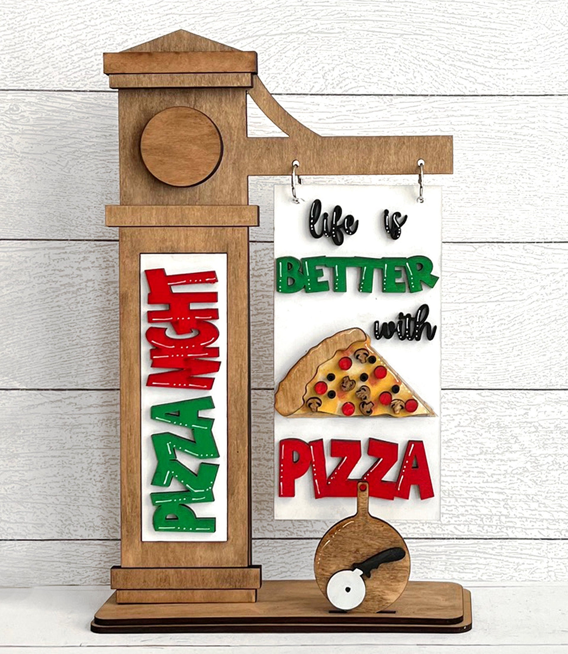 Pizza Night Add-on for Slim Sign Post Holder- DIY Wood Blanks for ...
