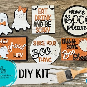 DIY Halloween Ghost Tiered Tray - Hey Ghoul Tier Tray Bundle - Paint it Yourself - Boo Sheet