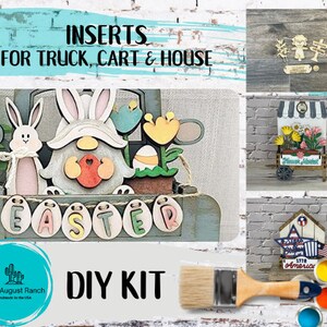 Easter Gnome Bunny - DIY Interchangeable Inserts - Tiered Tray Decor -  Freestanding Shelf Decor - Paint it Yourself Kit