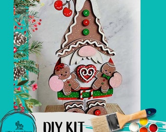 Gingerbread Man Gnome DIY - Christmas DIY Paint Kit Shelf Decor
