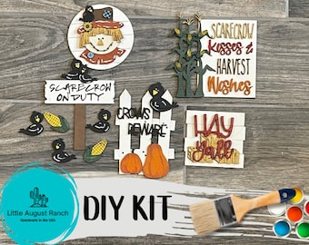 Fall Tiered Tray Decor Bundle DIY Scarecrow - Hey Y&#39;all Crow Tier Tray Bundle - Paint it Yourself Kit