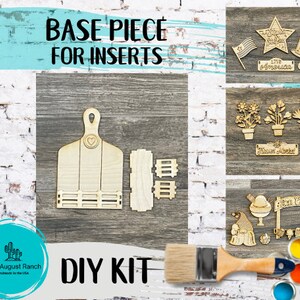 Cutting Board DIY - Base for Interchangeable Inserts - Tiered Tray Decor -  Freestanding Shelf Decor - Paint it Yourself Kit