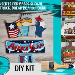 Statue of Liberty USA Insert for Large Interchangeable Truck, Round and Breadboard -  Interchangeable Wood Blank Pieces for Painting