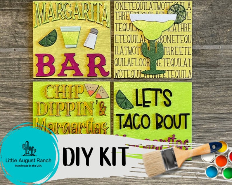 Tiered Tray Margarita - DIY Leaning Ladder Insert Kit - Interchangeable Decor - Chip Dip Sign - Margarita DIYSign 