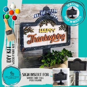 Happy Thanksgiving DIY Interchangeable Sign - Drop in Frame - Wood Kit