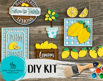 Lemon Tiered Tray DIY Paint Kit - Farmers Market Wood Blanks - U-Pick- Summer Paint Kit - Summer Wood Blanks - U-Pick