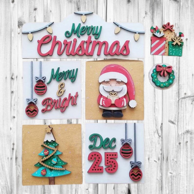 Santa Insert Santa Merry Christmas Inserts for House Frames Interchangeable 7 Piece ...