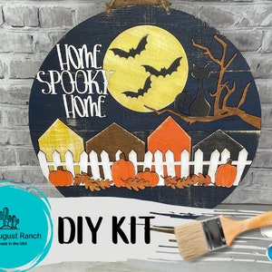 Halloween Door Hanger DIY Kit - Home Spooky Home Paint Kit Wall Hanging - Halloween Paint Kit - Halloween Decor