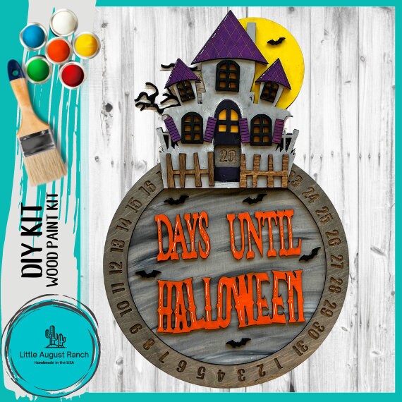 Halloween Countdown Calendar DIY Wood Kit-  DIY Wood Blank for Painting and Crafting