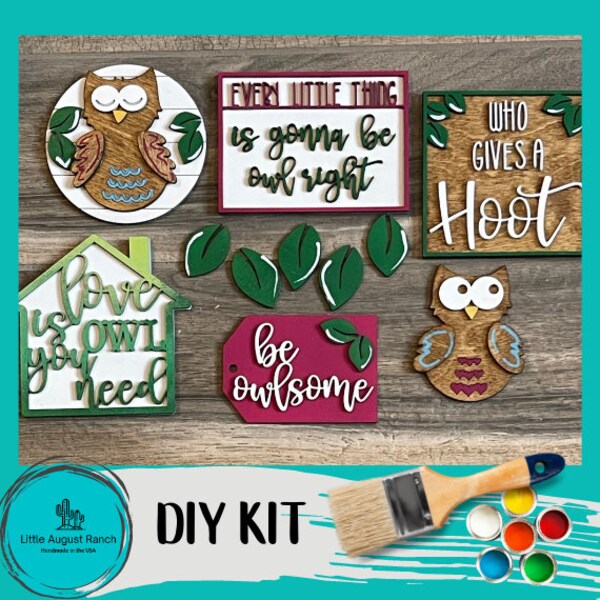 DIY Owl Tiered Tray - Animal Tier Tray Bundle - Owl Decor - Owl Wood Blanks Paint Kit