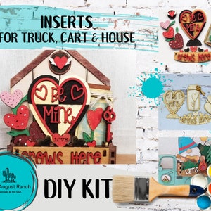 Love Grows Here - DIY Interchangeable Inserts - Tiered Tray Decor -  Freestanding Shelf Decor - Paint it Yourself Kit - Valentine's Day