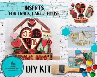 Love Grows Here - DIY Interchangeable Inserts - Tiered Tray Decor -  Freestanding Shelf Decor - Paint it Yourself Kit - Valentine's Day