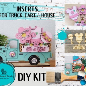 Baby Girl Insert  DIY - Baby Shower Inserts for Interchangeable Inserts -  Freestanding Shelf Decor - Paint it Yourself Kit