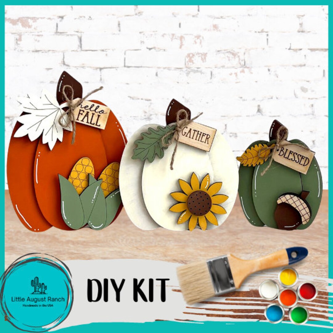 Pumpkin Trio Shelf Sitter - DIY Wood Blank Paint and Craft Kit - Etsy
