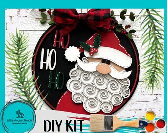 Santa Claus Christmas Door Hanger  -  DIY Paint Kit Wood Blank