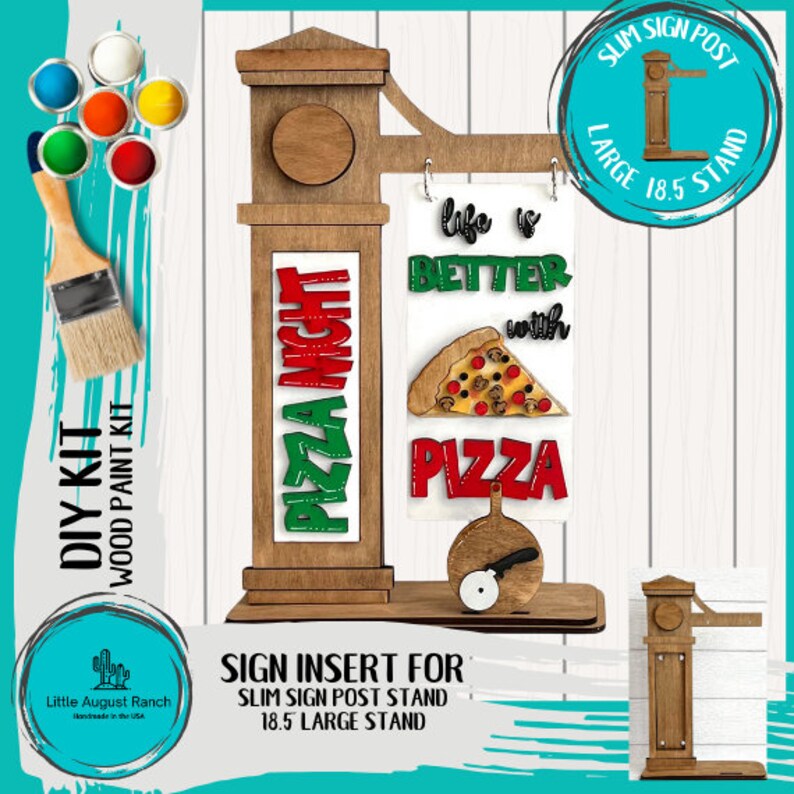 Pizza Night Add-on for Slim Sign Post Holder- DIY Wood Blanks for ...