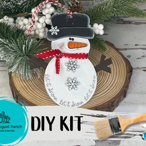 Snowman DIY Christmas Ornament - Tree Ornament Wood Blanks - Traditional Christmas Tree Ornaments - Wood Ornament Kit