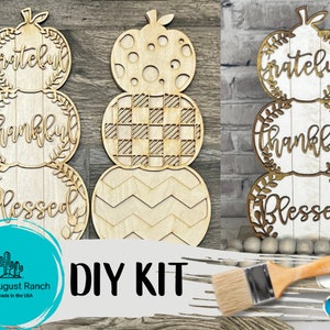 DIY Pumpkin Craft Kit -18&quot; Stacked Pumpkins Paint Kit - Fall Wood Blanks -  Pumpkin Wood Blanks