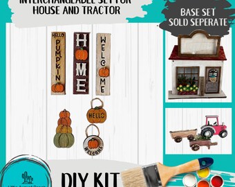 Pumpkins DIY Interchangeable Add-ons for House and Tractor - Wood Blanks for Crafting and Painting
