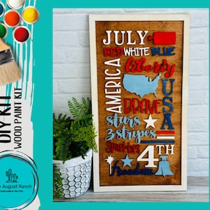 Kit de collage de mots en bois DIY de juillet