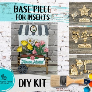 Standing Cart DIY - Base for Interchangeable Inserts - Tiered Tray Decor -  Freestanding Shelf Decor - Paint it Yourself Kit