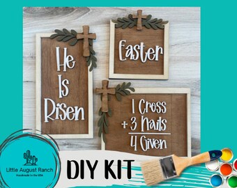 Easter Sign Trio DIY Wood Decor-He is Risen - DIY Wood Paint Kit
