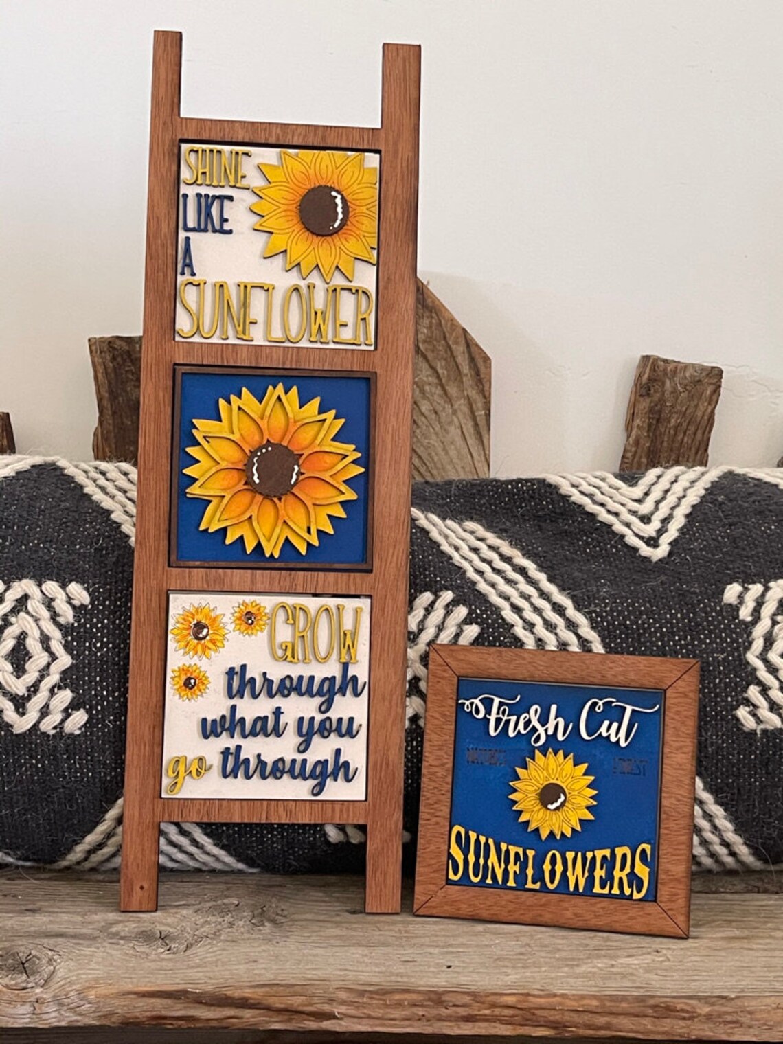 Tiered Tray Sunflower DIY Decor - Fall DIY Bundle - Leaning Ladder ...