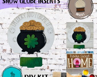 St Patrick Day Lucky Pot of Gold Insert for Snow Globe DIY Interchangeable Decor Inserts - Wood Paint Kit - Home Decor