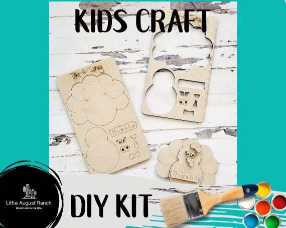40 Thanksgiving Crafts: Fun and Festive Projects for Kids 19 Thanksgiving Kids Wood DIY - Turkey - Paint it Yourself Kit - Party…