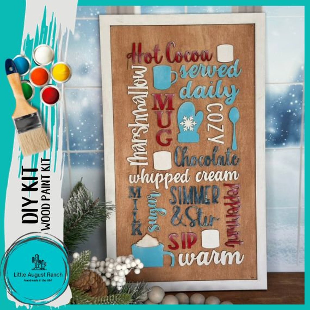 Hot Cocoa Word Collage DIY Wood Blank Paint Kit - Etsy