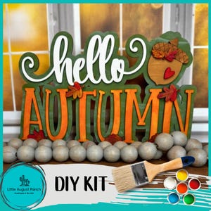 Hello Autumn Word Shelf Sitter - DIY Wood Blank Paint and Craft Kit