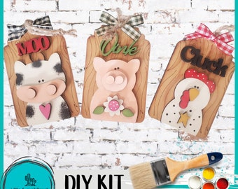 Farm Friends Tags-  Handmade Home Decor - Gift Tag, Tree Ornament Wood Blanks - Wood Blanks for Crafting and Painting