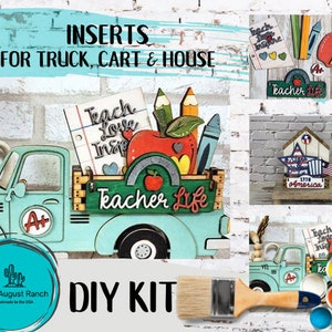 Teacher Life Insert DIY - Inserts for Interchangeable Bases -  Freestanding Shelf Decor - Paint it Yourself Kit