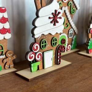 DIY Gingerbread Christmas Village Standing Pieces Christmas Shelf Decor Wood Blank Paint and Craft Kit image 3